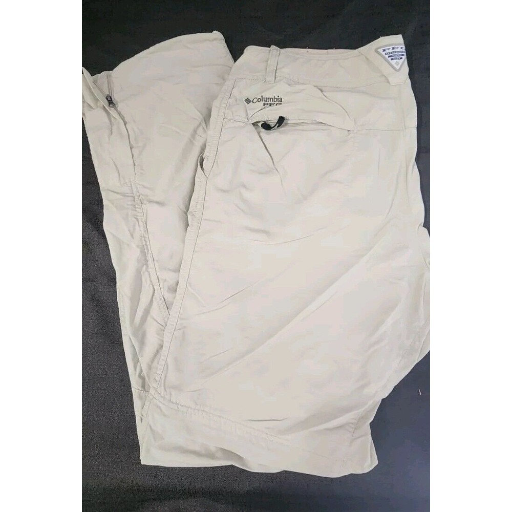 Columbia Cargo Pants Zip Shorts Women 10x31 Tan Omnishade‎ Outdoors Hiking Fish